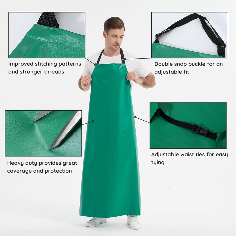 FunChaos Thicker Rubber Apron, Extra Long Adjustable Apron, Heavy Duty Oil&Chemical Resistant Waterproof Work Aprons - Image 4
